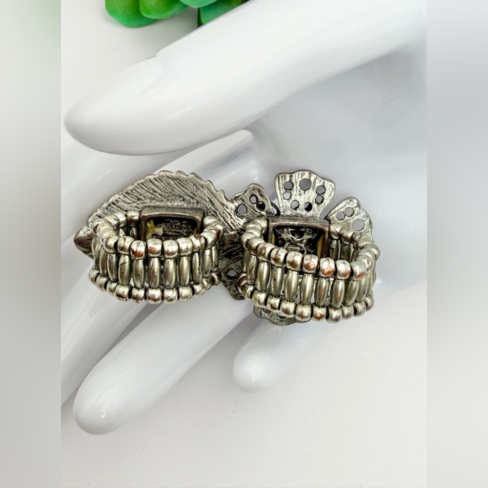 VINTAGE DOUBLE FLOWER RING - Picture 5 of 8
